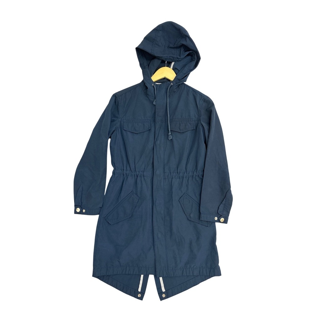 Madewell Navy Blue Hooded Anorak Utility Jacket Fishtail Hem XXS